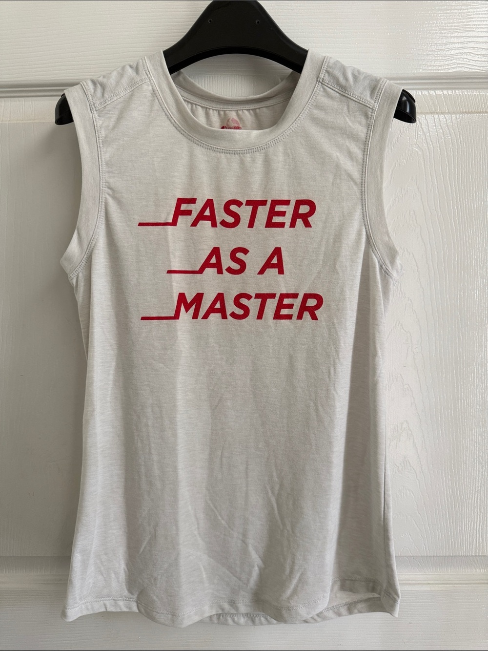 Oiselle Sleeveless Graphic Tank Top with Red 'Faster As A Master' Print